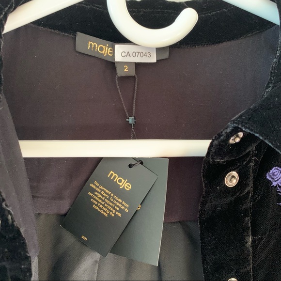 NWT MAJE Embroidered Velvet Shirt - Picture 6 of 9